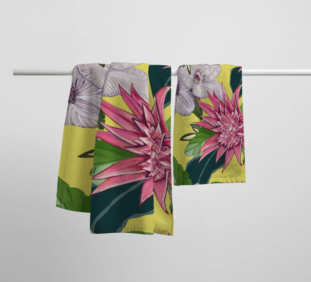Tropical flowers pattern towel by gulsengunel
