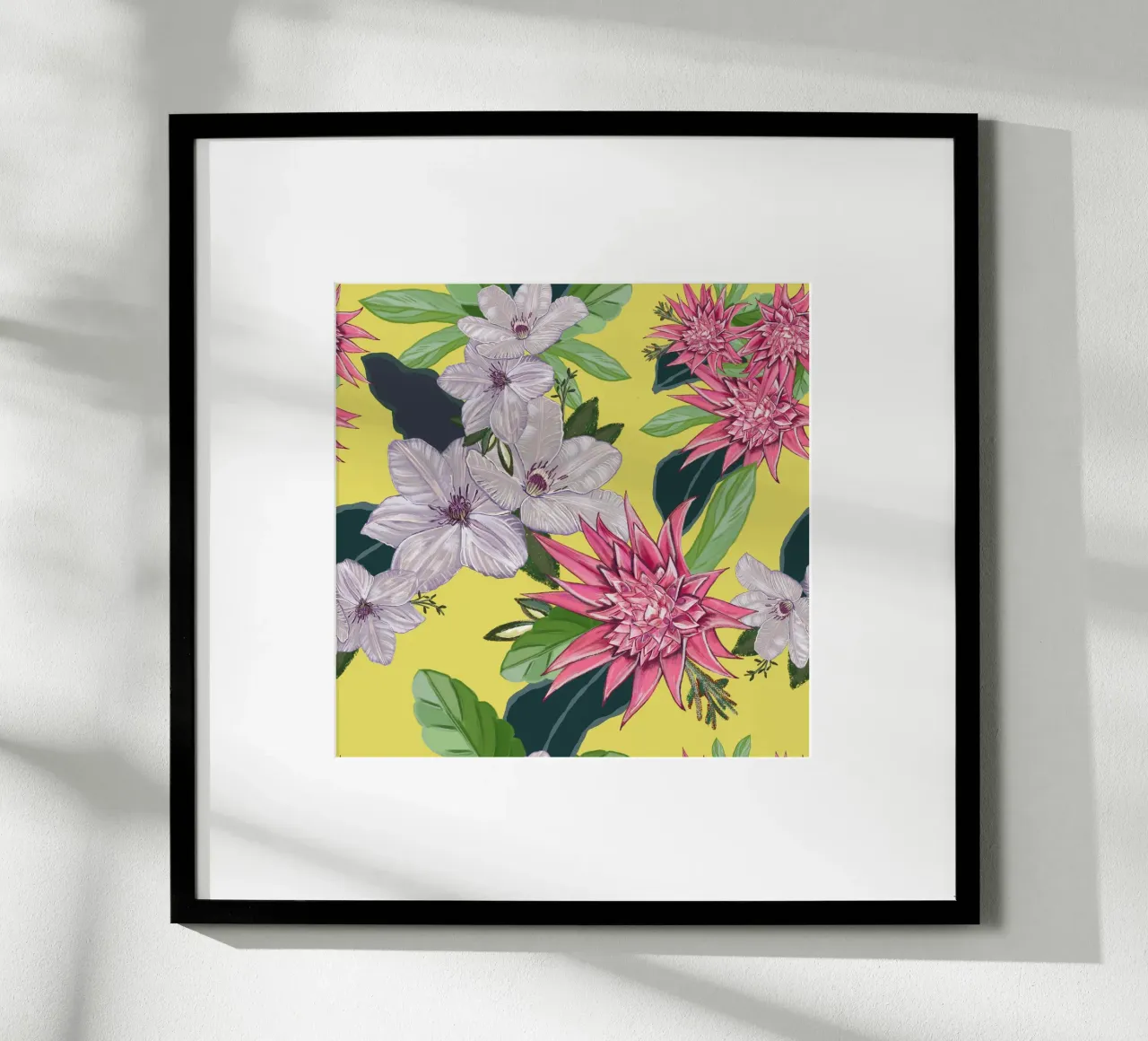 Tropical flowers pattern poster by gulsengunel