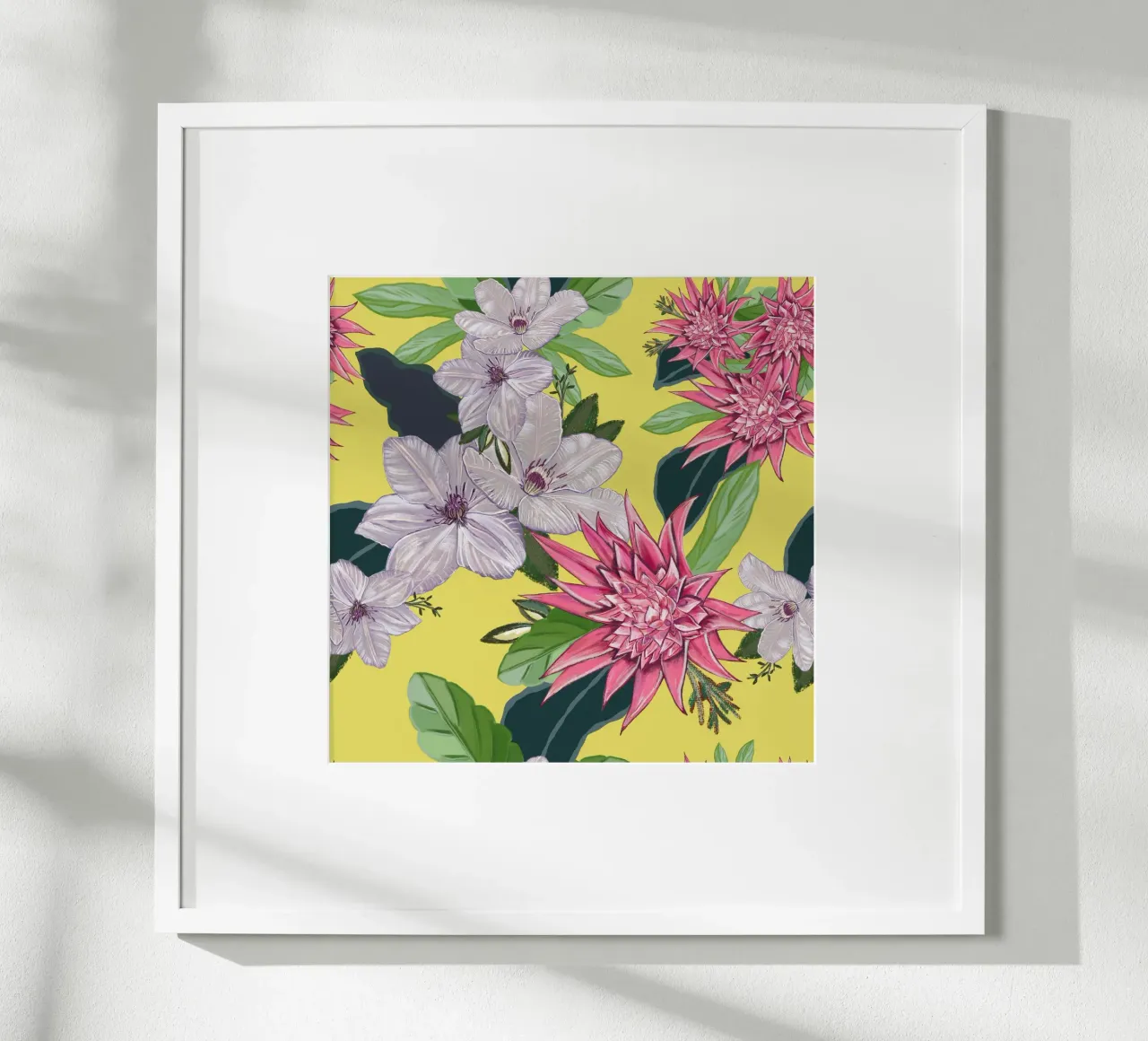 Tropical flowers pattern poster by gulsengunel