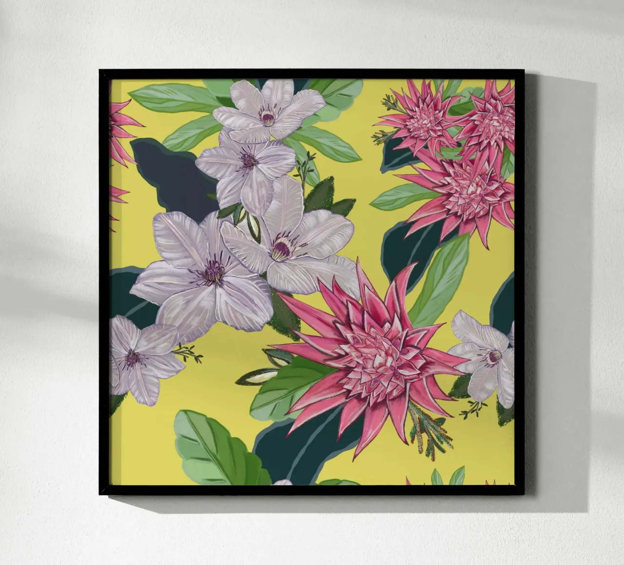 Tropical flowers pattern poster by gulsengunel