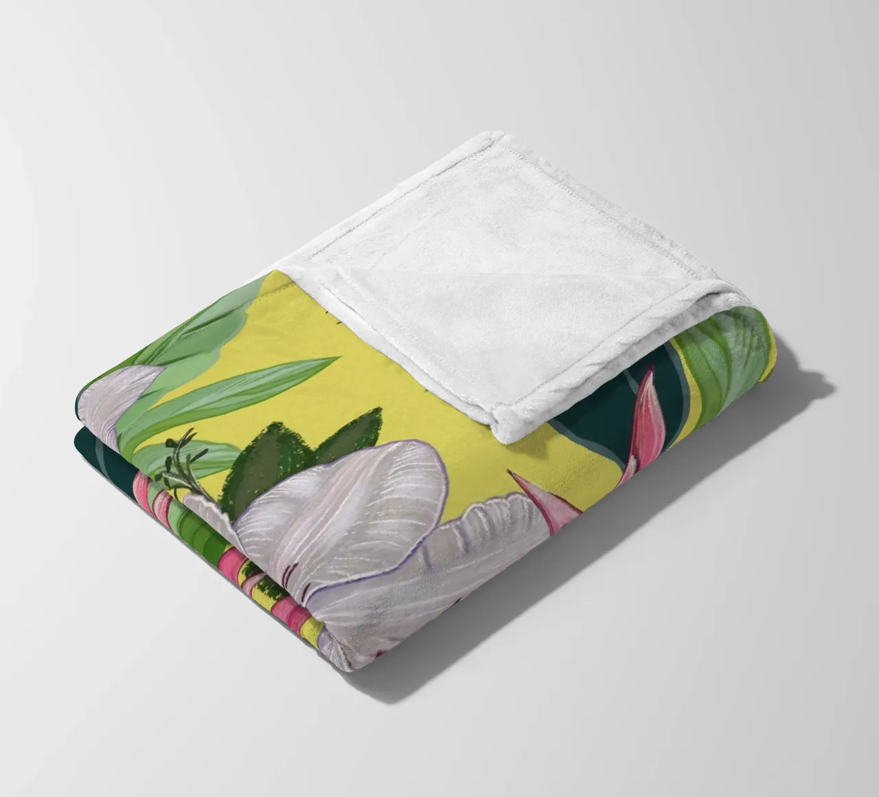 Tropical flowers pattern fleece blanket by gulsengunel