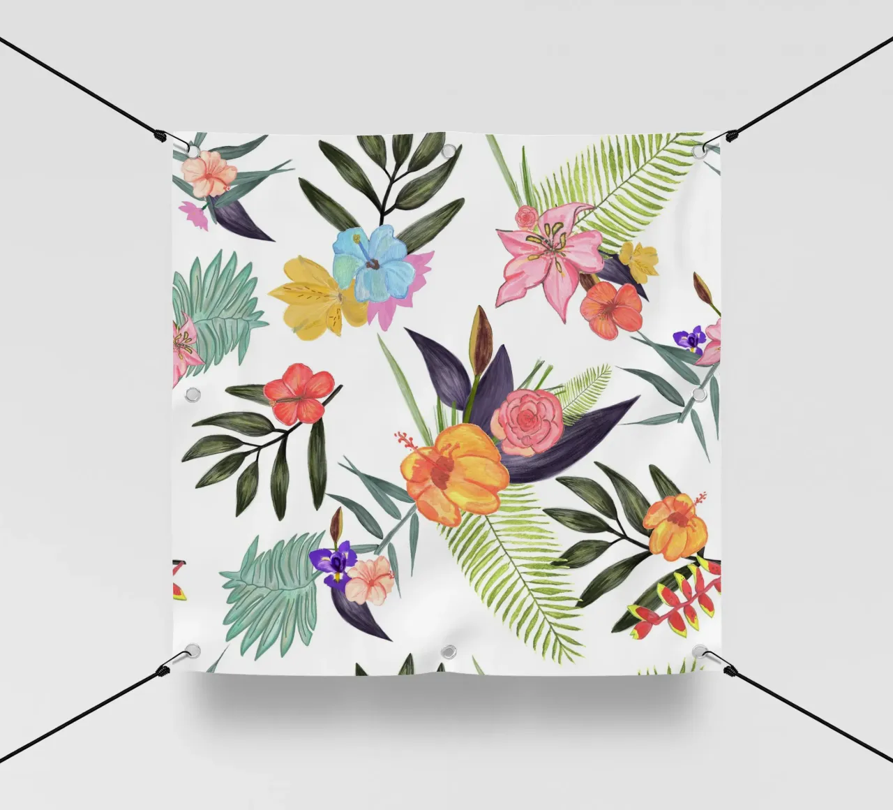 Pennello tropicale acquerello fiori esotici modello telo in pvc da gulsengunel