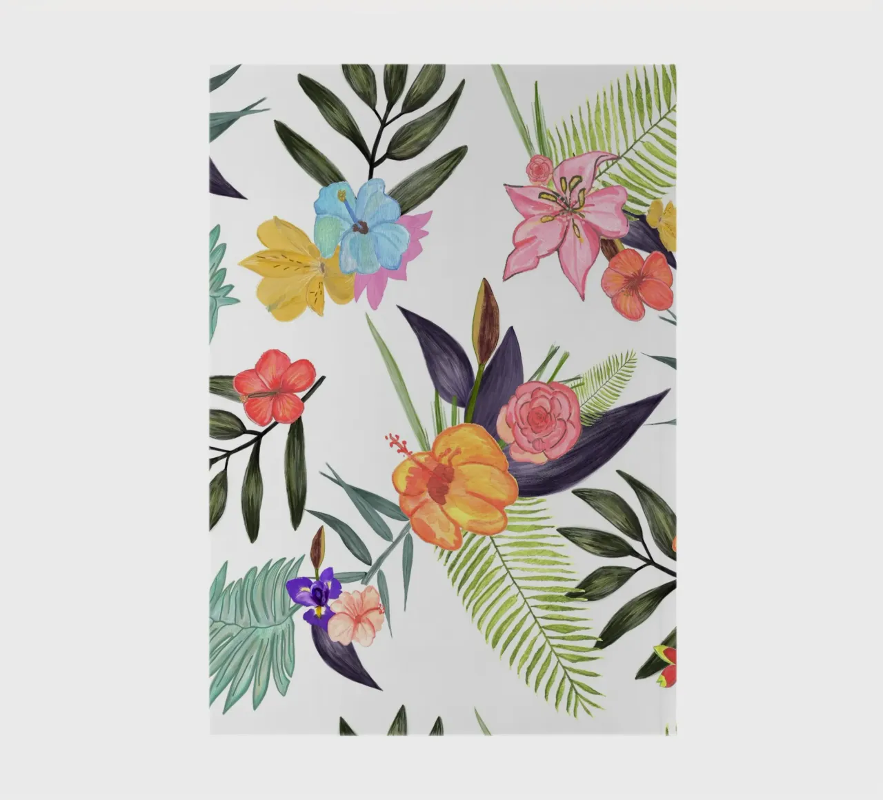Tropical brush watercolor exotic flowers pattern notebook by gulsengunel