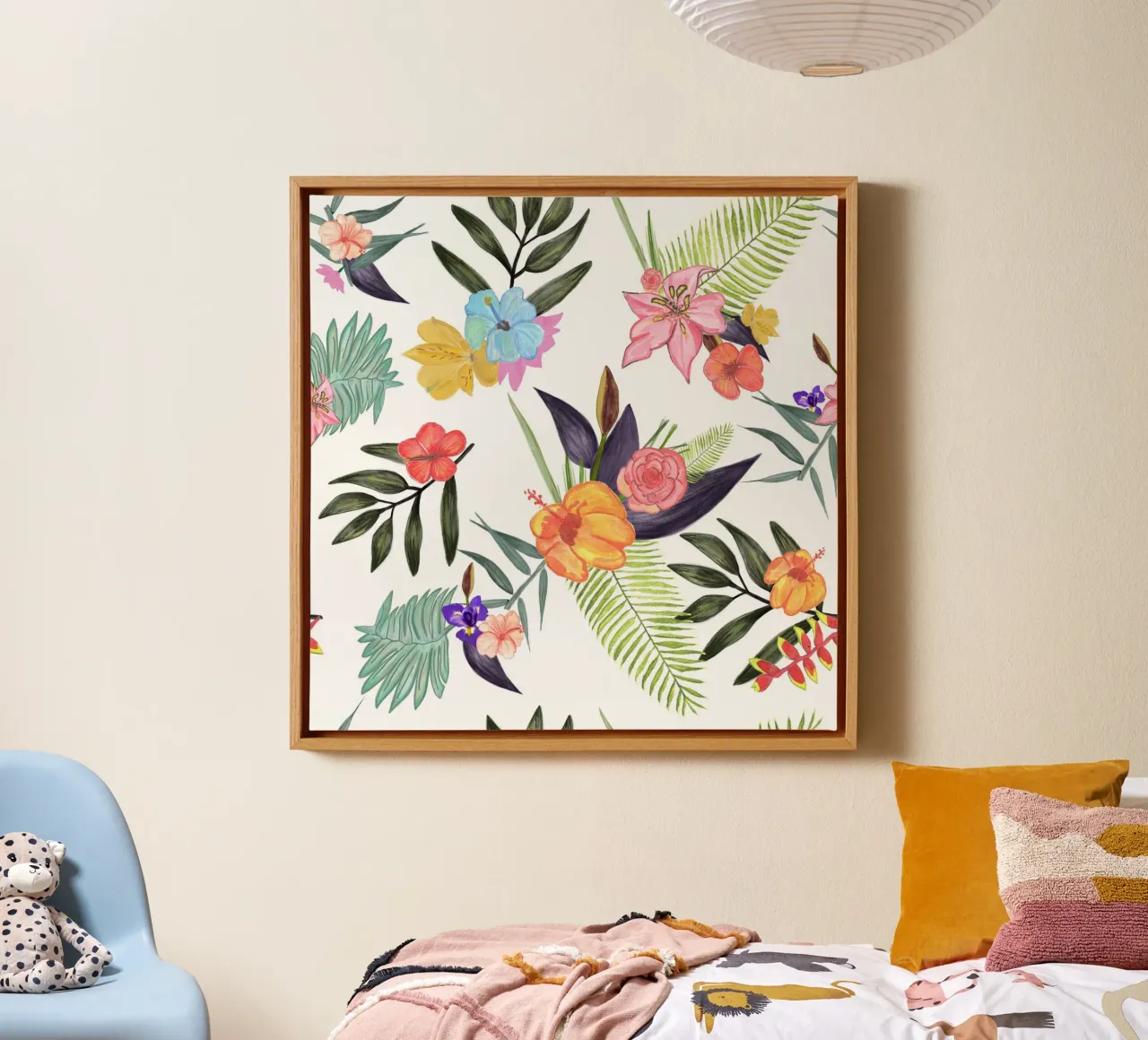 Pennello tropicale acquerello fiori esotici modello tela con Cornice a cassetta da gulsengunel