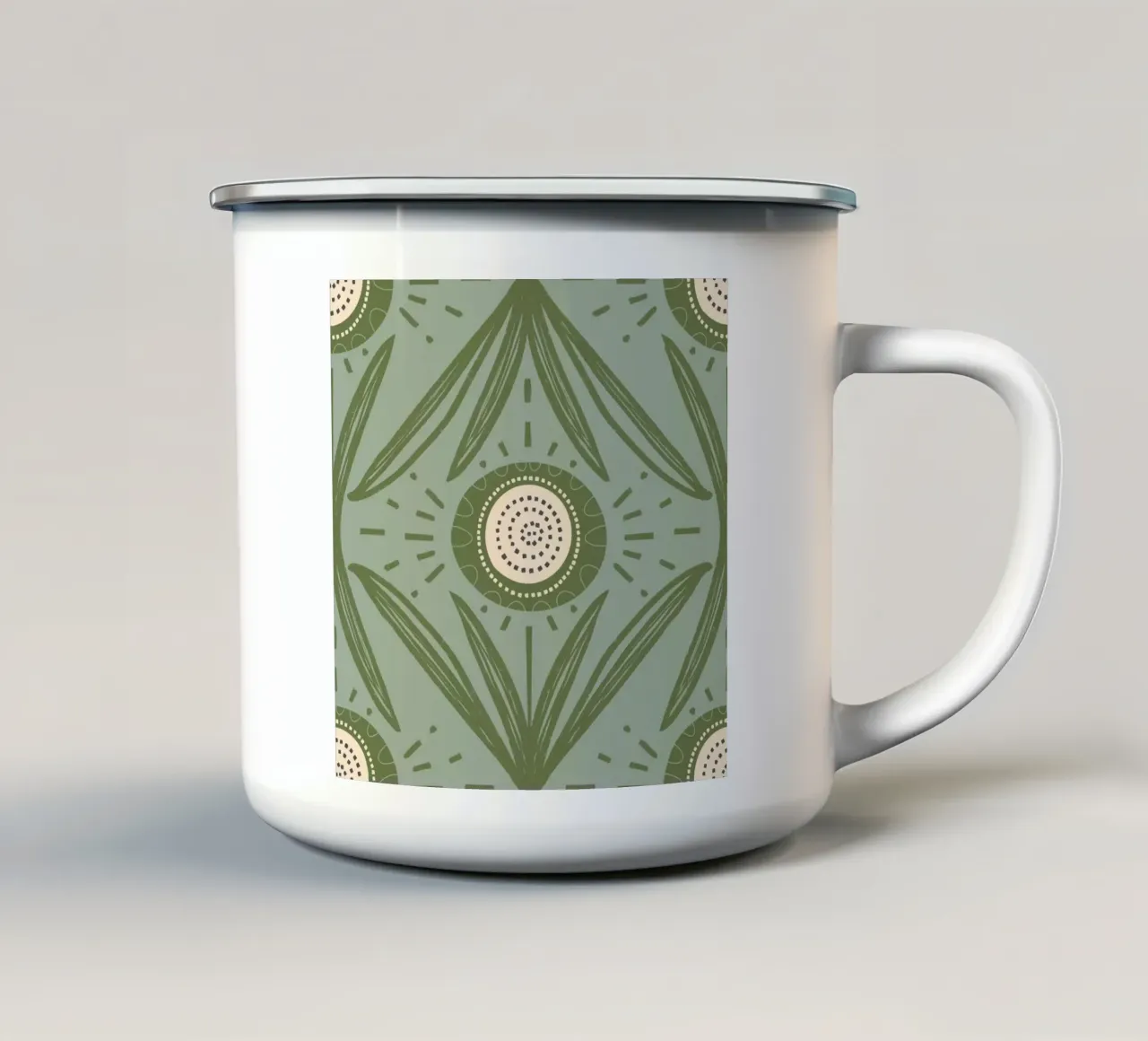Folk Bloom Radiance - Floreale oliva e salvia tazza in smalto da susanacosta