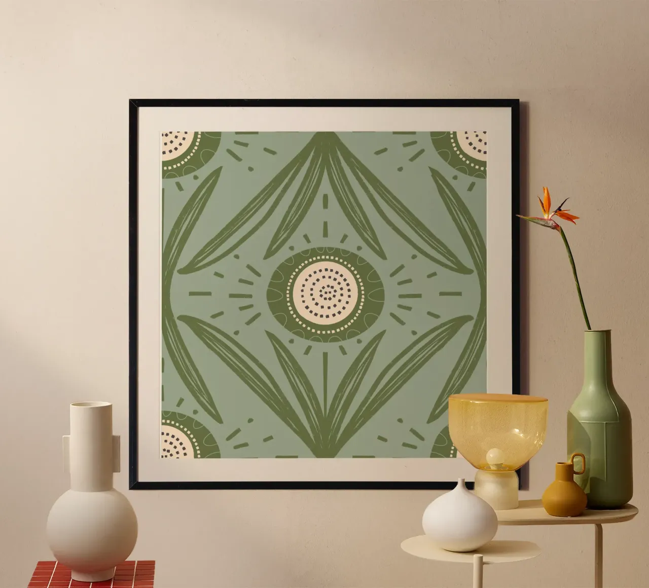 Folk Bloom Radiance - Floreale oliva e salvia carta hahnemühle da susanacosta