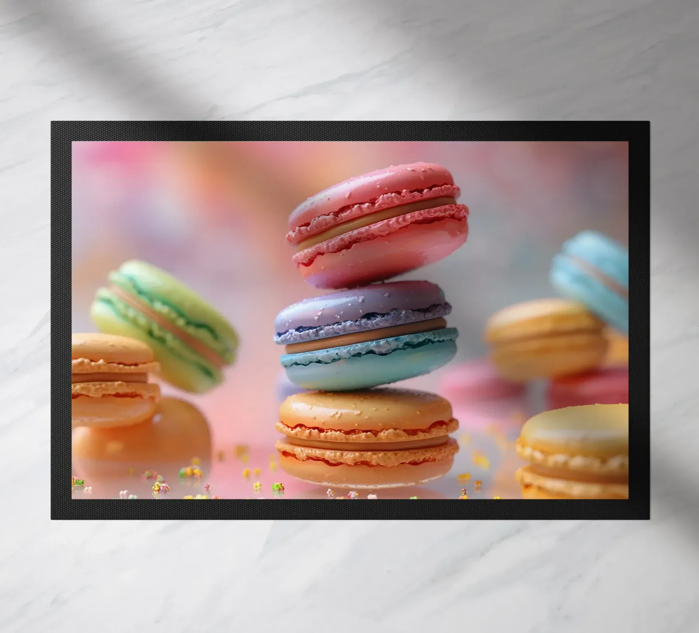 Bunte Macarons doormat by M-Ulrich-Digital Art