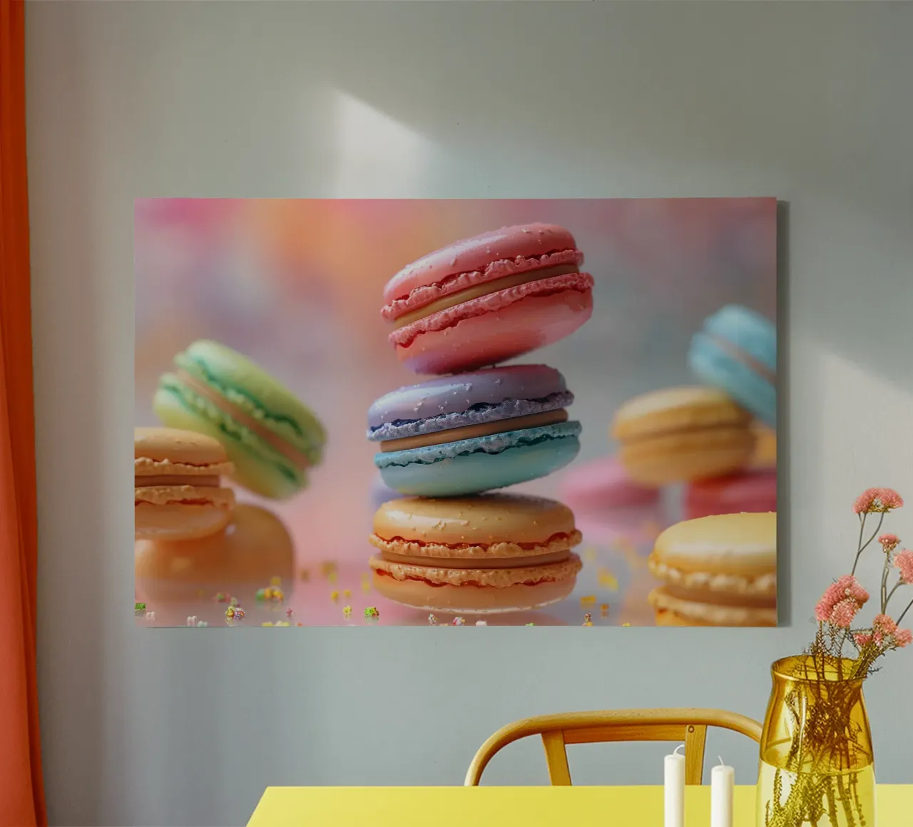 Bunte Macarons tela con Cornice a cassetta da M-Ulrich-Digital Art