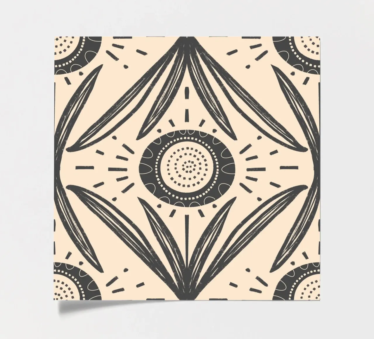 Folk Bloom Radiance – Charcoal & Cream Floral sticker sheet by susanacosta