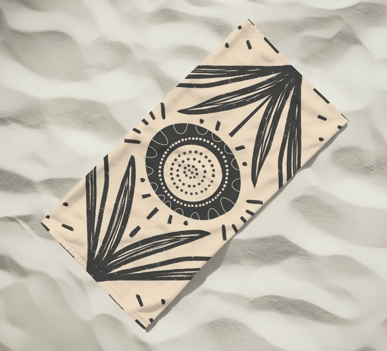 Folk Bloom Radiance - Floreale carbone e crema telo mare da susanacosta