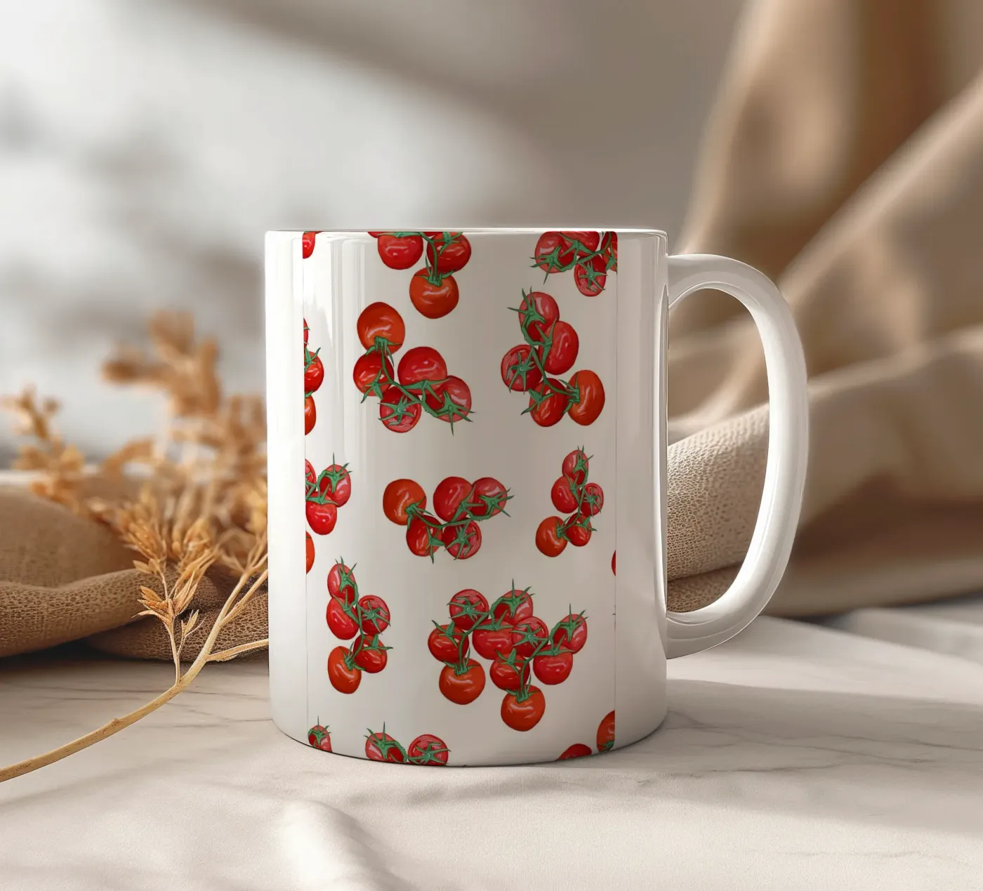 Tomatoes pattern ceramic mug by gulsengunel