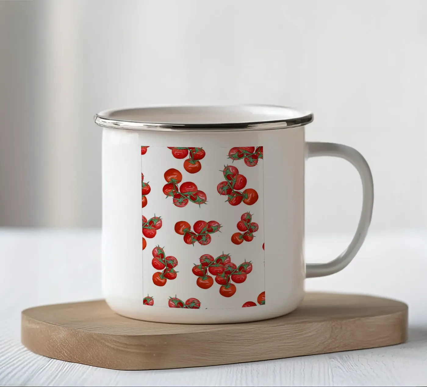Tomatoes pattern enamel mug by gulsengunel