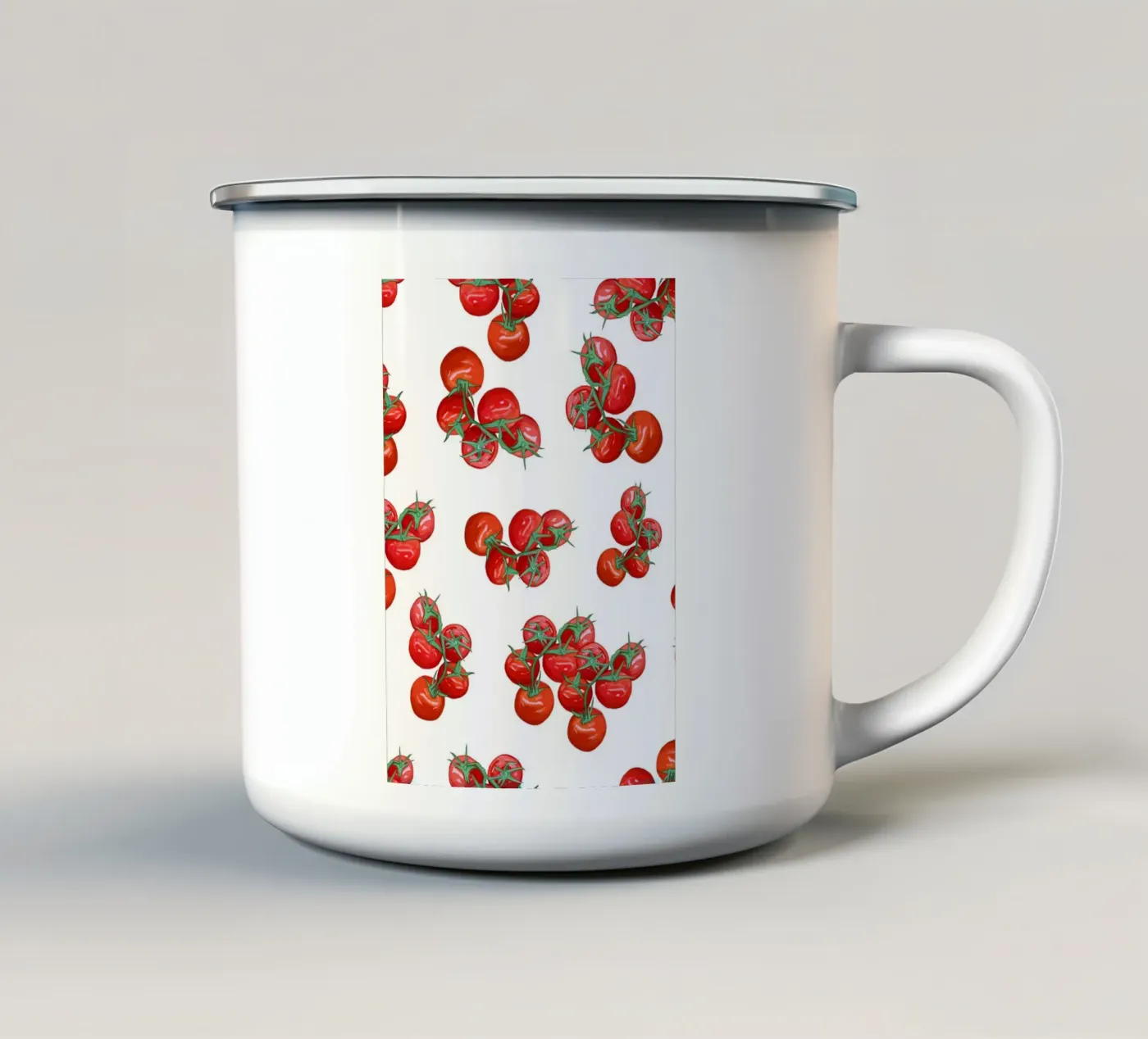 Tomatoes pattern enamel mug by gulsengunel