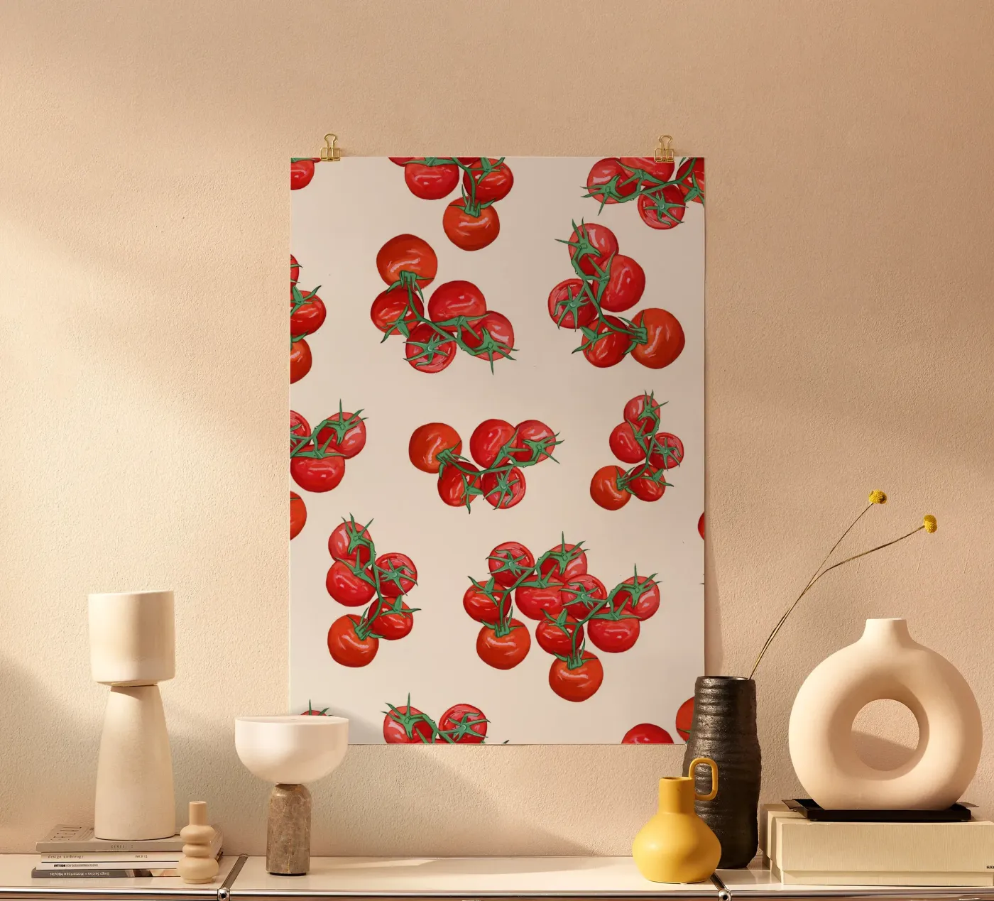 Tomatoes pattern poster by gulsengunel