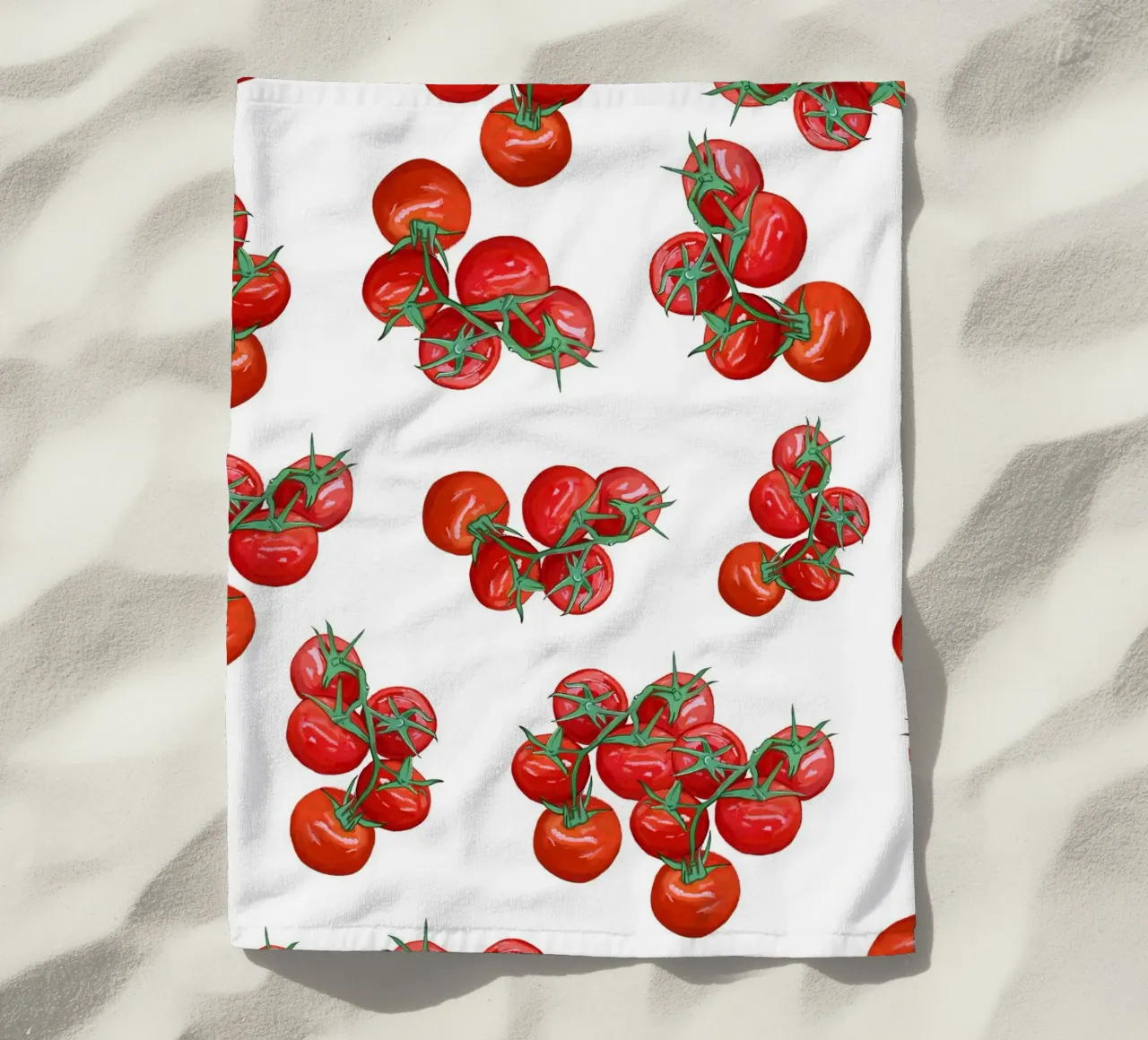 Tomatoes pattern beach towel by gulsengunel