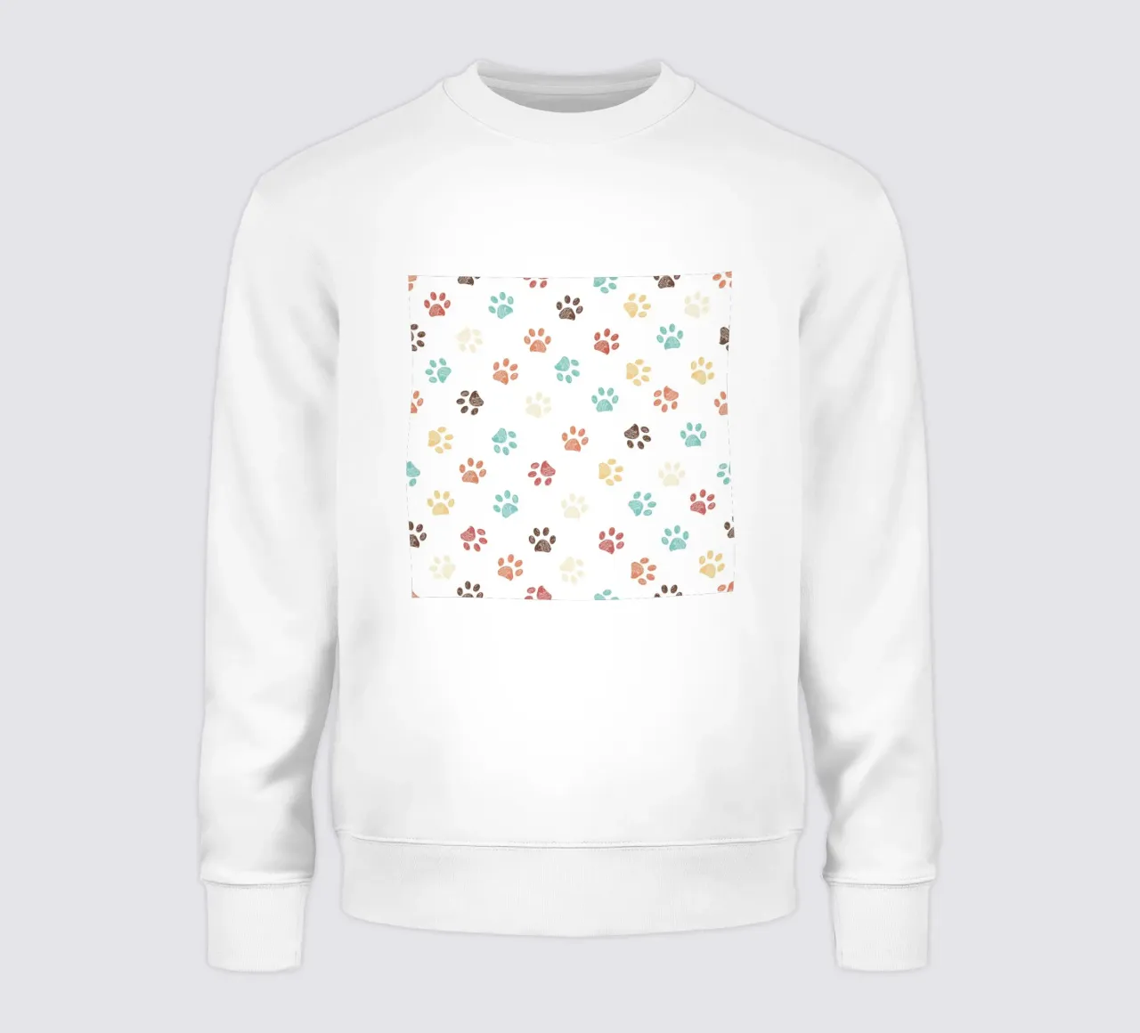 Terra cotta paw prints seamless pattern white sweatshirt by gulsengunel