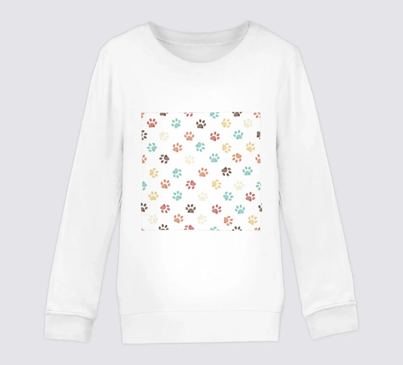 Terra cotta paw prints seamless pattern white kids sweatshirt by gulsengunel