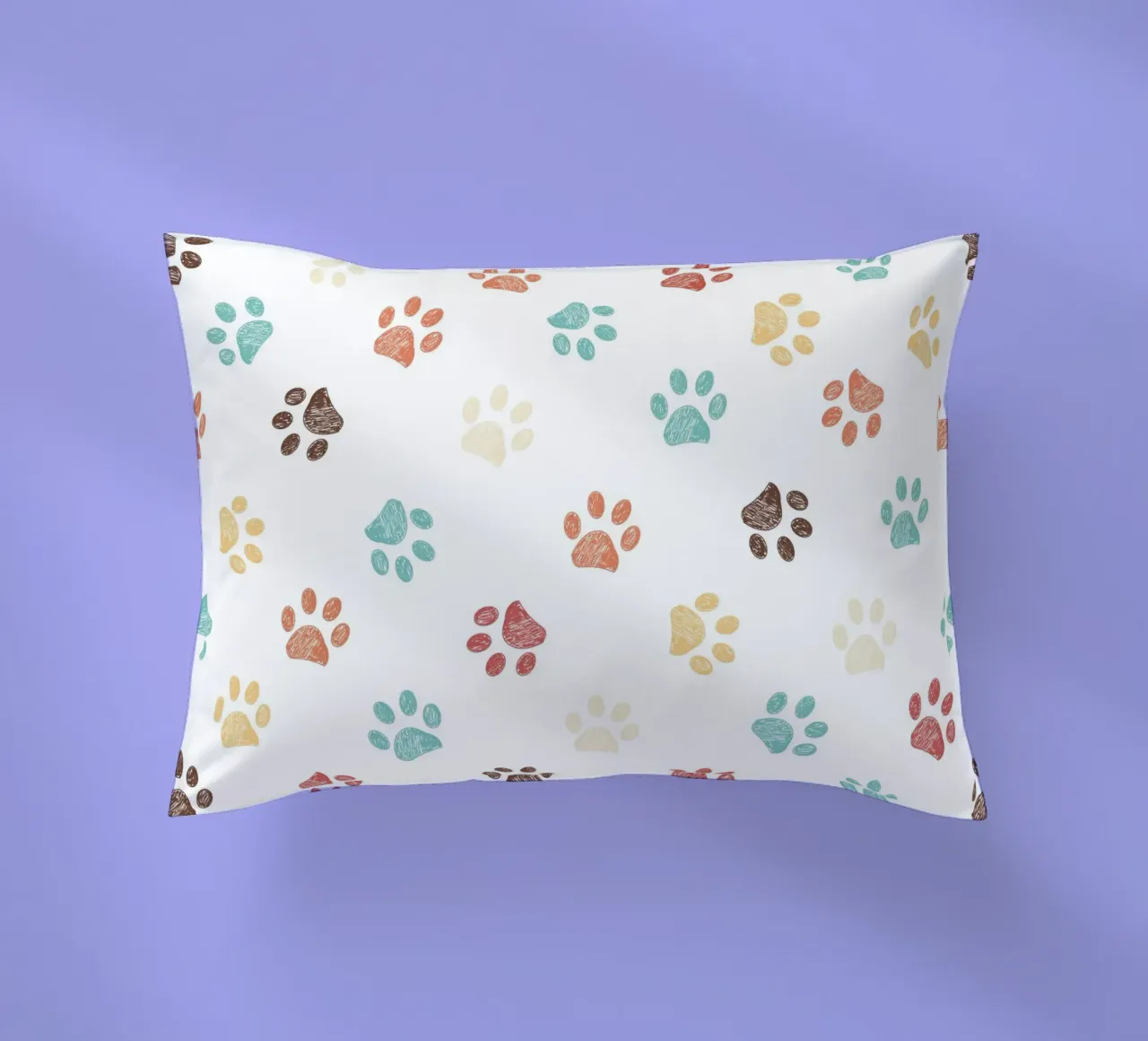 Terra cotta paw prints seamless pattern white decorative cushion by gulsengunel