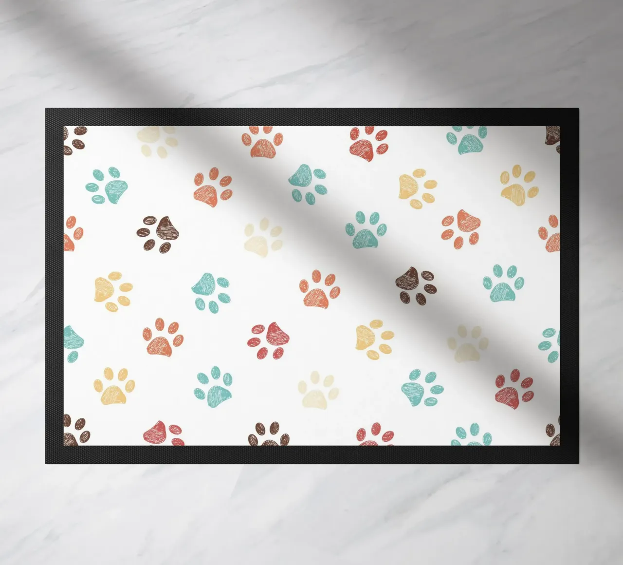 Terra cotta paw prints seamless pattern white doormat by gulsengunel