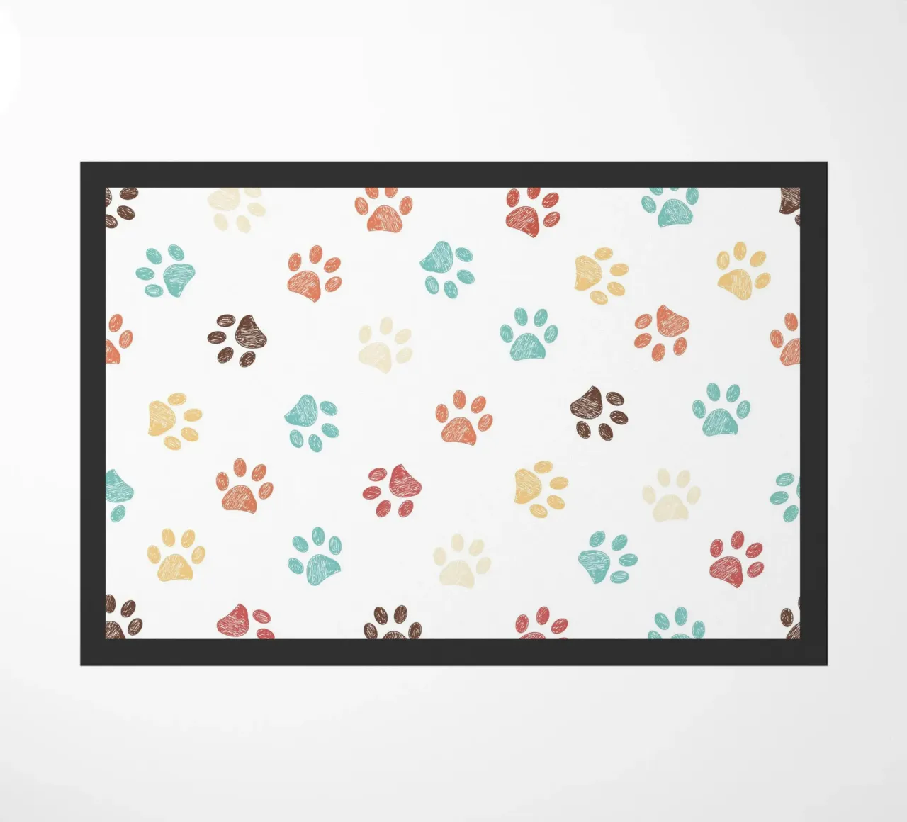 Terra cotta paw prints seamless pattern white doormat by gulsengunel