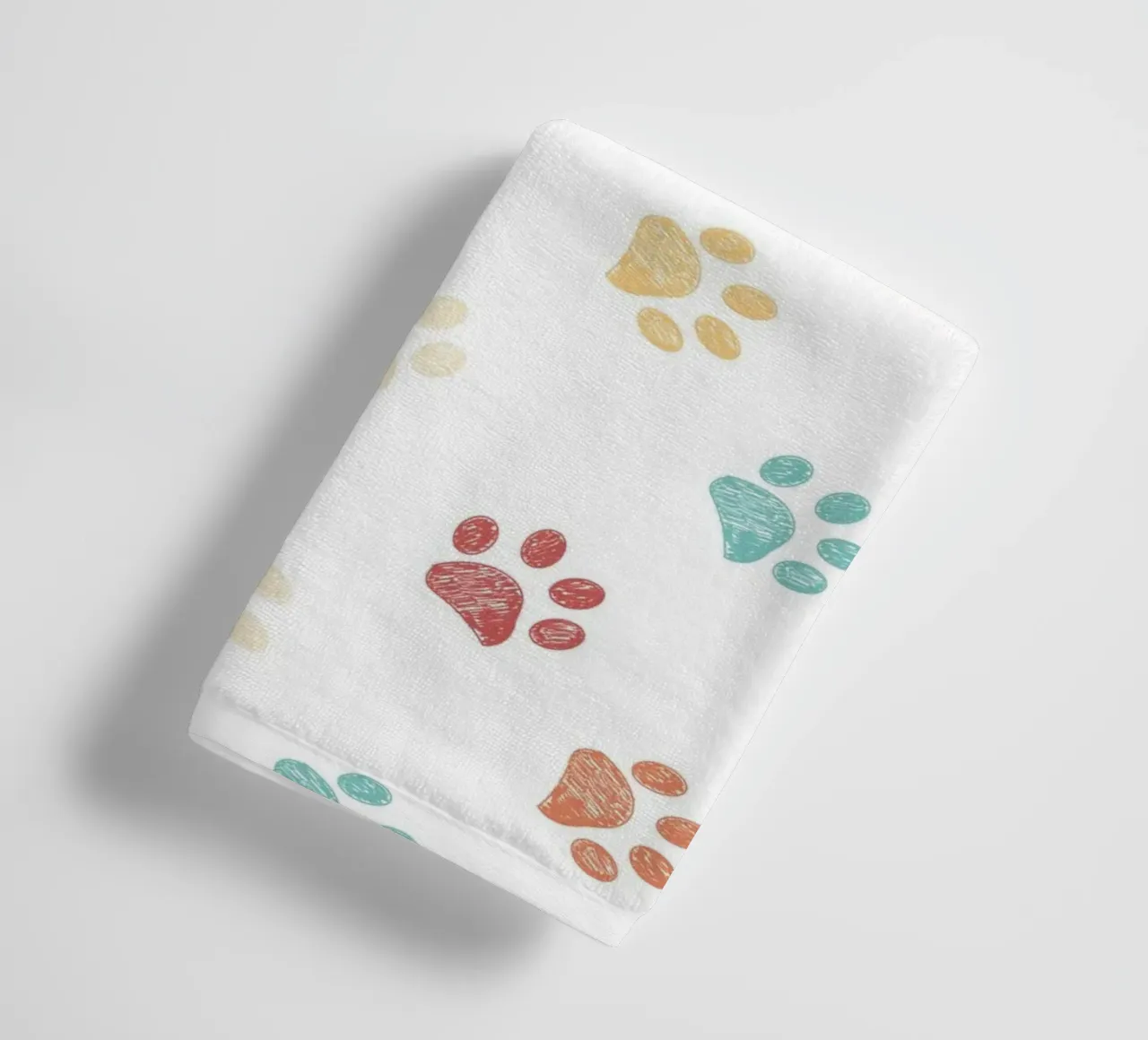 Terra cotta paw prints seamless pattern white towel by gulsengunel