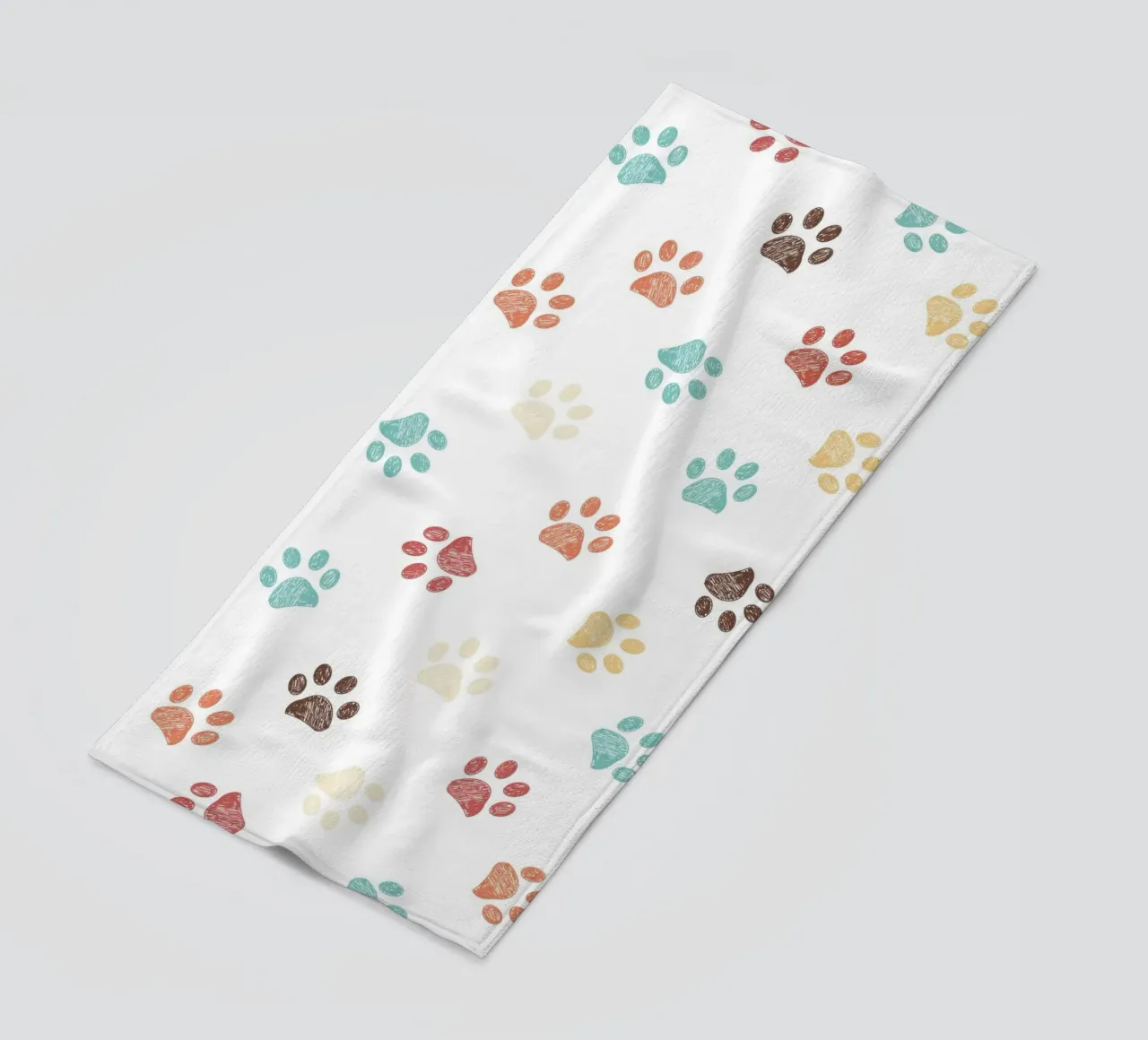 Terra cotta paw prints seamless pattern white beach towel by gulsengunel