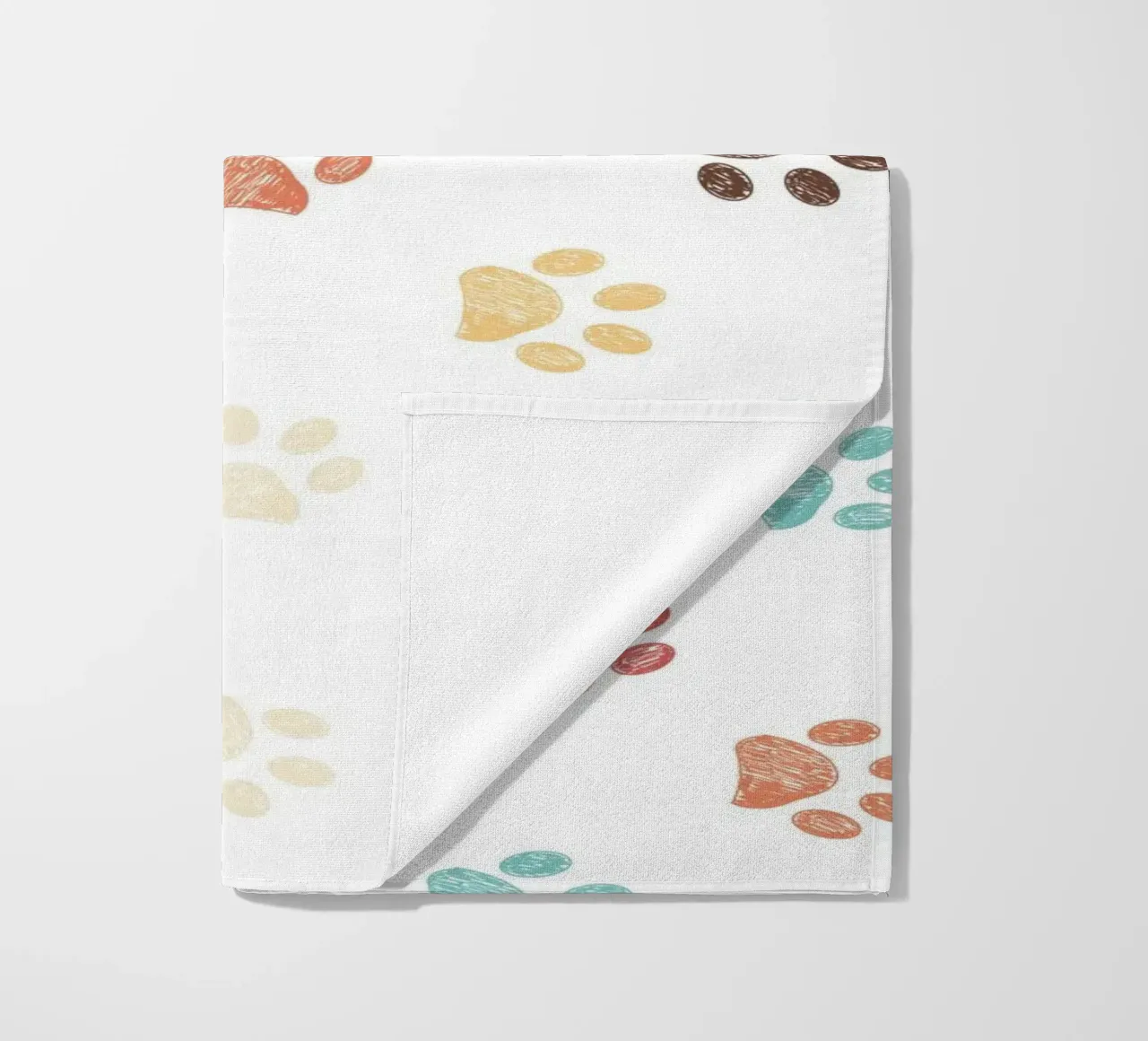 Terra cotta paw prints seamless pattern white beach towel by gulsengunel