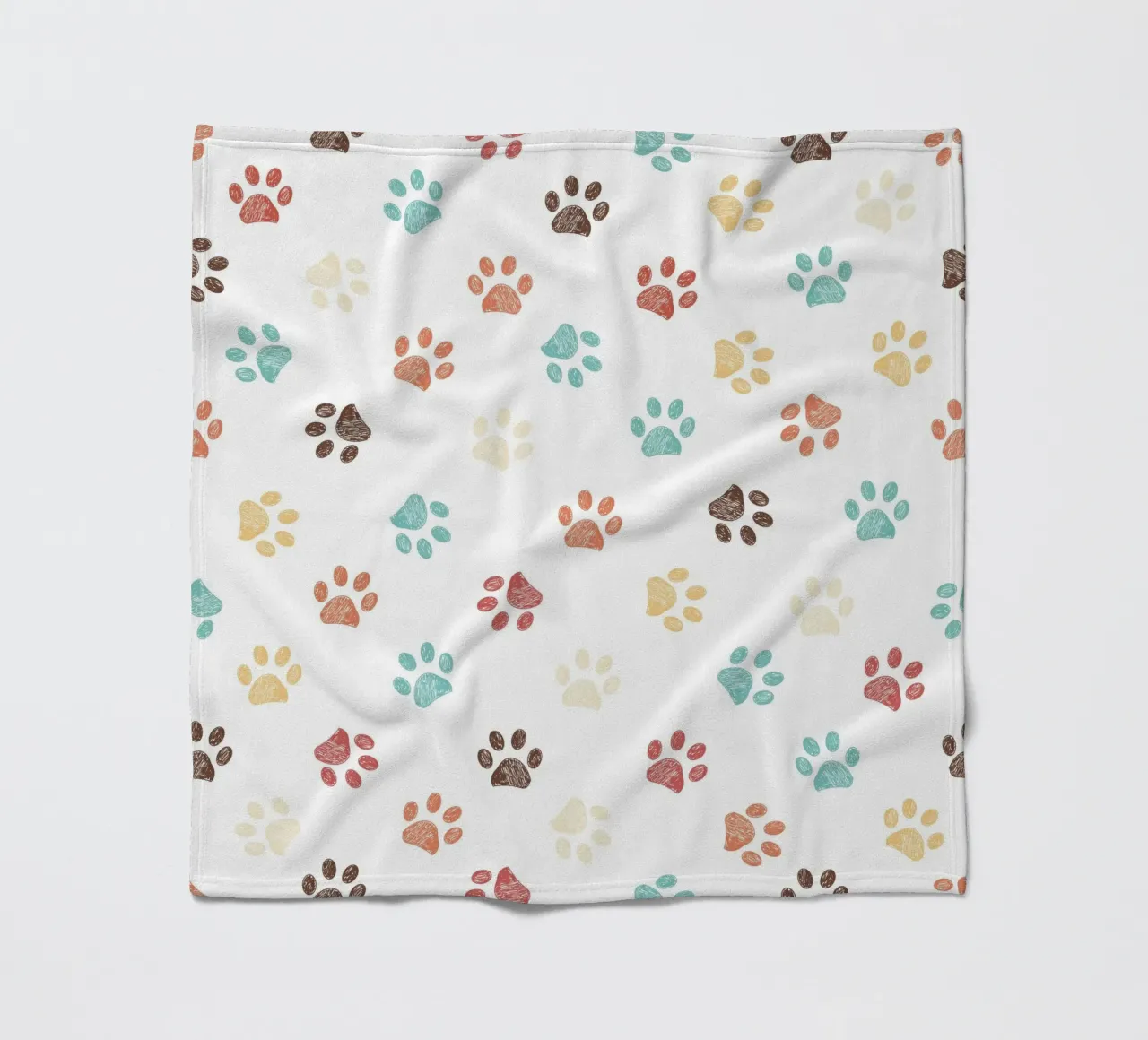 Terra cotta paw prints seamless pattern white fleece blanket by gulsengunel