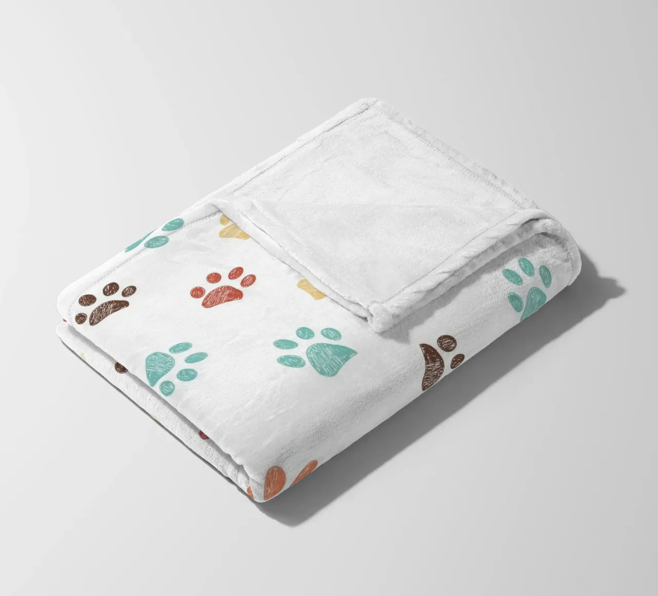 Terra cotta paw prints seamless pattern white fleece blanket by gulsengunel