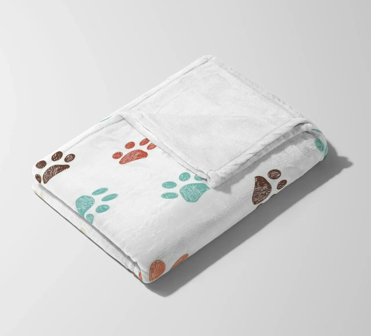 Terra cotta paw prints seamless pattern white fleece blanket by gulsengunel