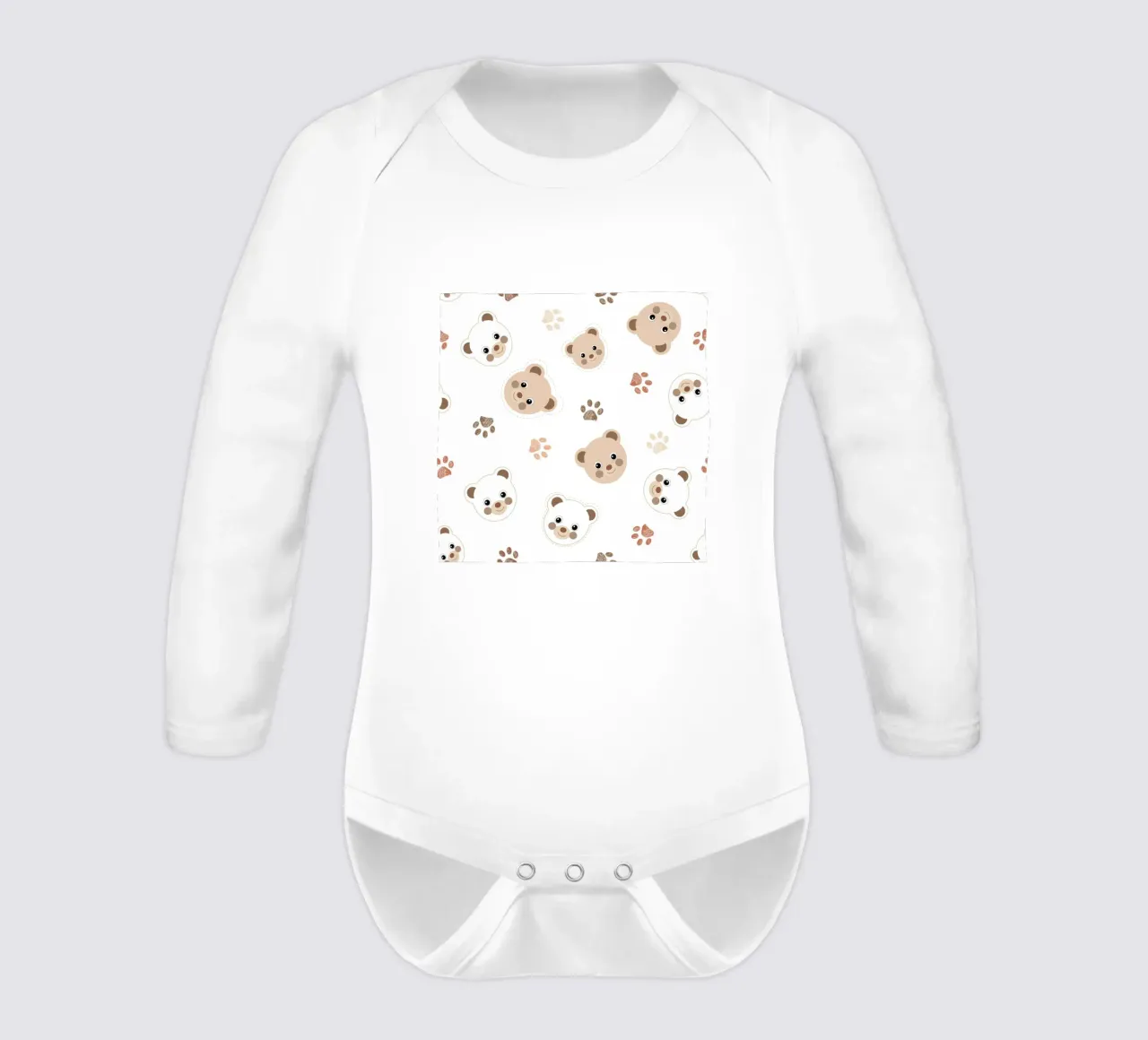 Teddy bears baby shower seamless fabric design pattern long-sleeve baby romper by gulsengunel