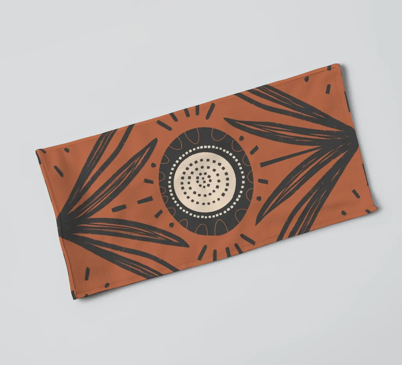 Folk Bloom Radiance - Carbone e terracotta asciugamano da bagno da susanacosta