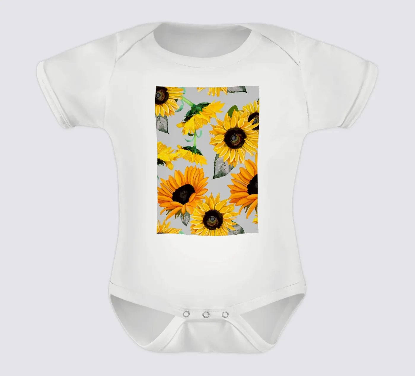 Sunflowers pattern short-sleeve baby romper by gulsengunel