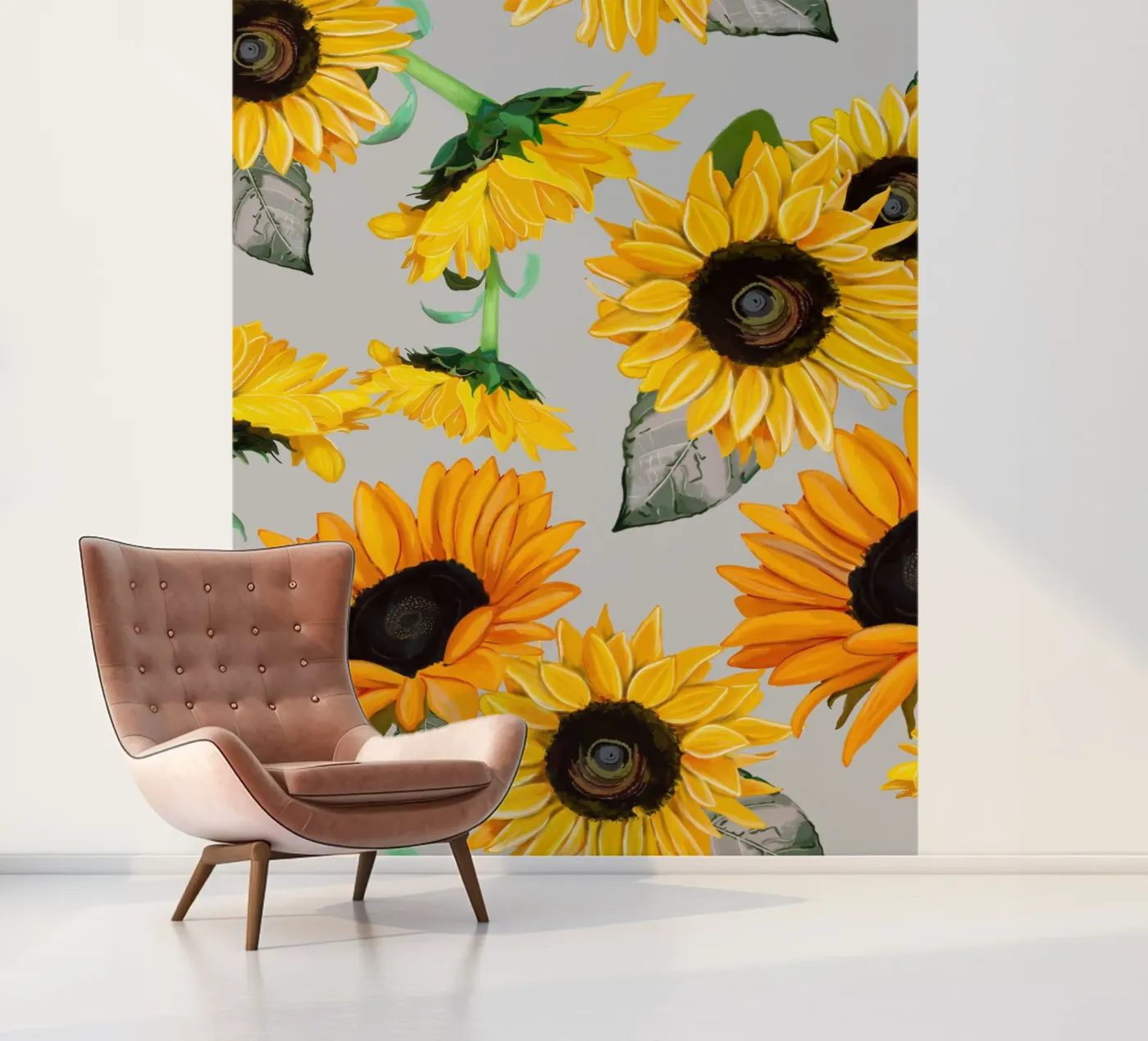 Sunflowers pattern fotobehang van gulsengunel