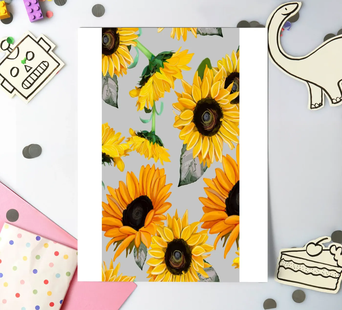 Zonnebloemen patroon stickervel van gulsengunel