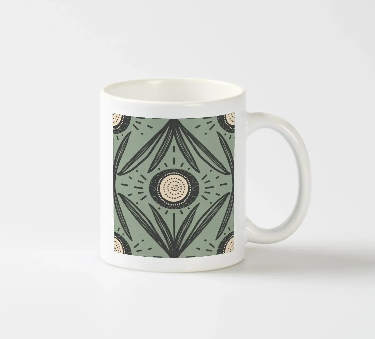 Folk Bloom Radiance - Floreale carbone e salvia tazza in ceramica da susanacosta