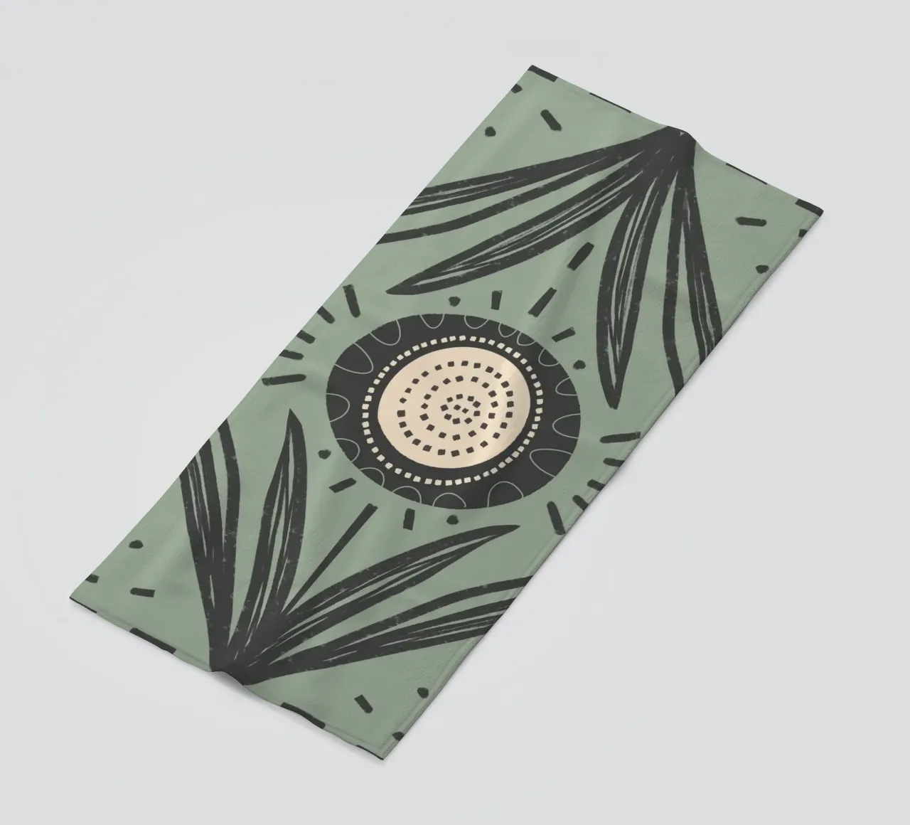 Folk Bloom Radiance - Floreale carbone e salvia telo mare da susanacosta