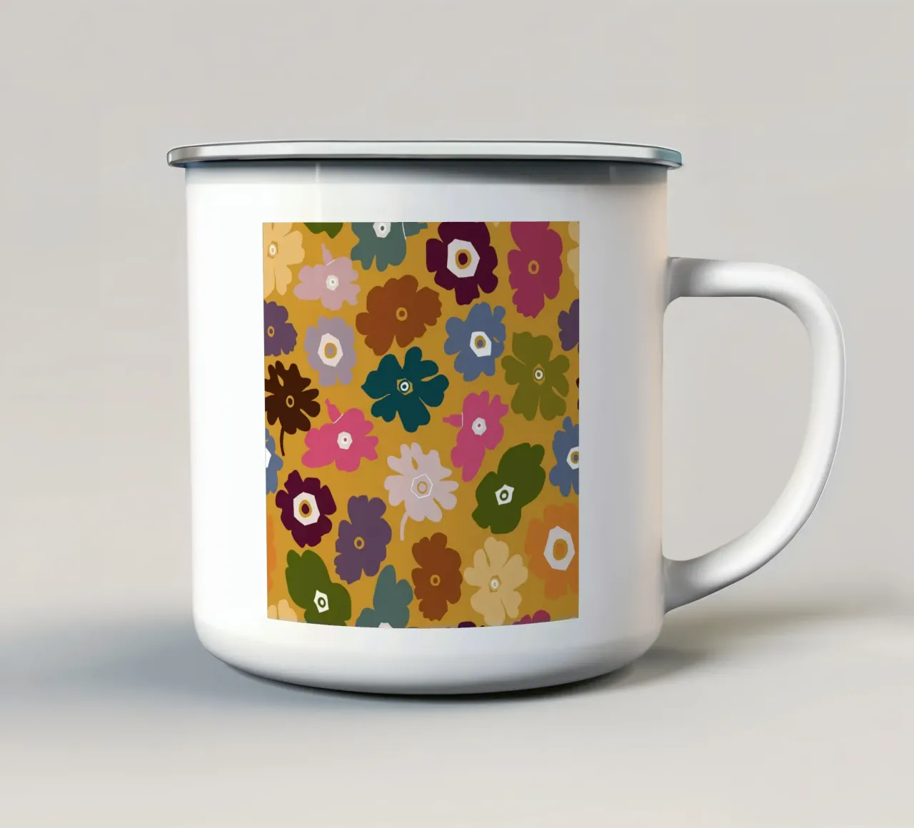 Fiori retrò dell'amore estivo tazza in smalto da gulsengunel