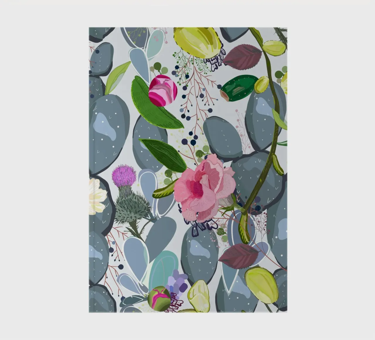 Succulent, cactus and bud rose colorful pattern notebook by gulsengunel