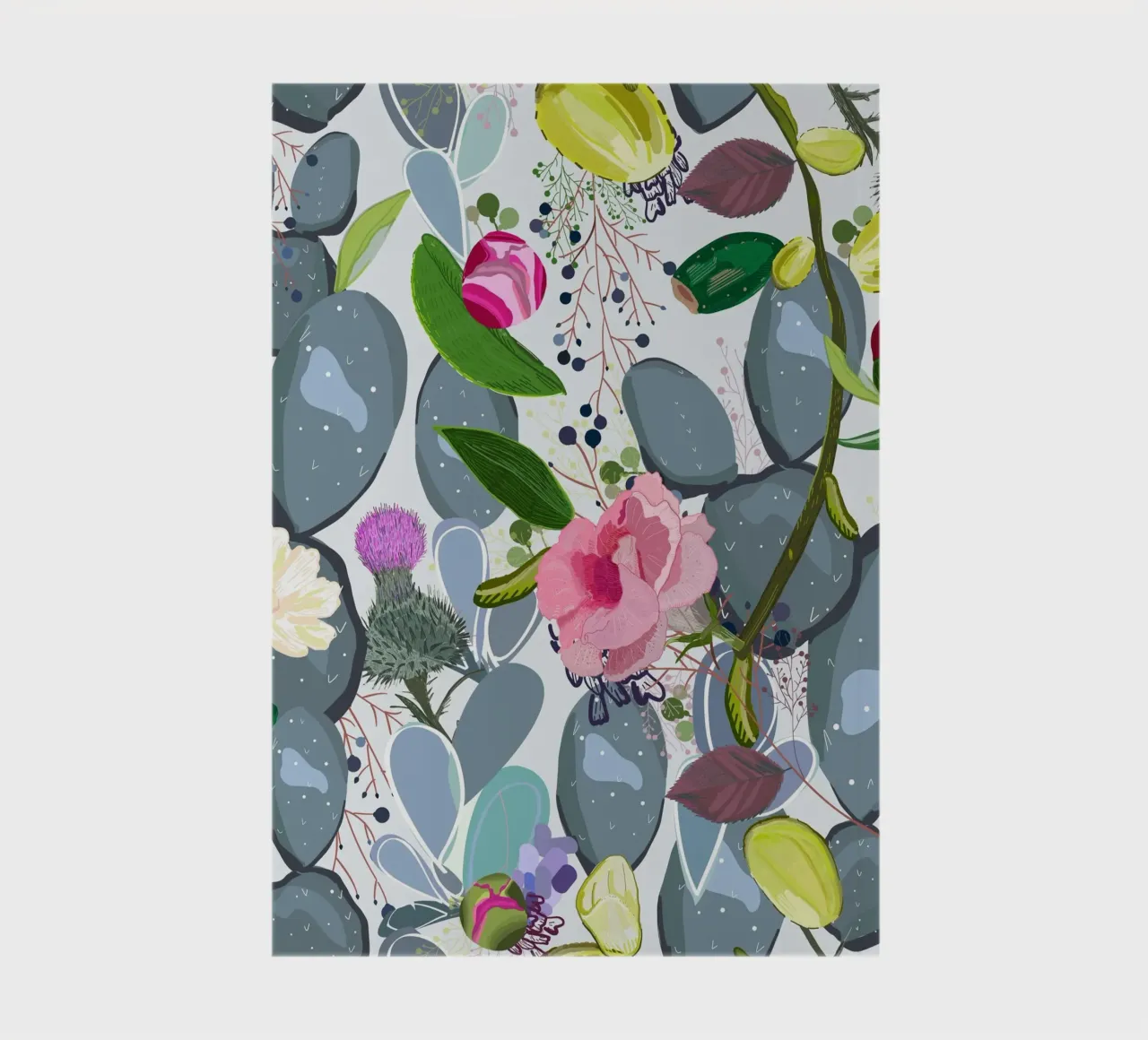 Succulent, cactus and bud rose colorful pattern notebook by gulsengunel