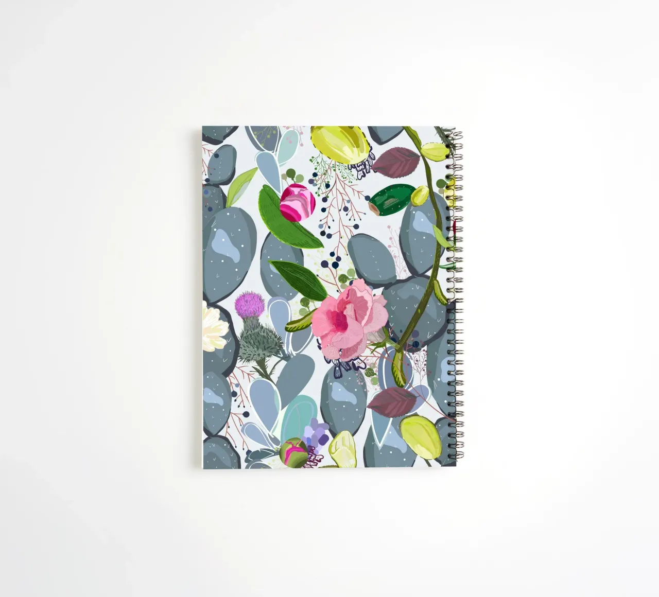 Succulent, cactus and bud rose colorful pattern spiral notebook by gulsengunel
