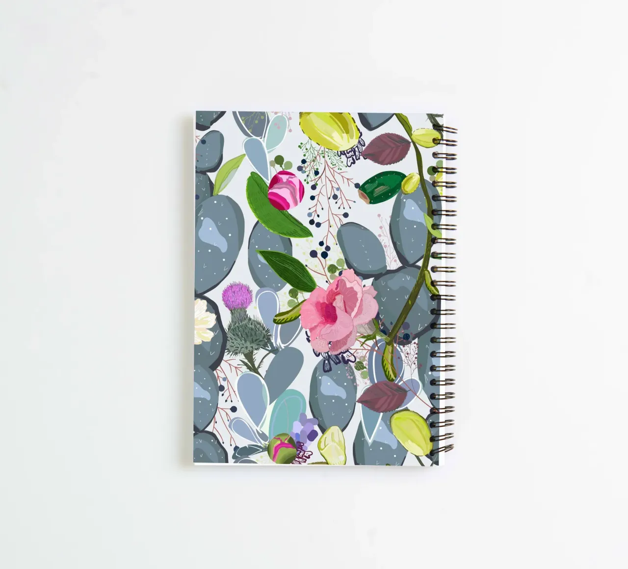 Succulent, cactus and bud rose colorful pattern spiral notebook by gulsengunel