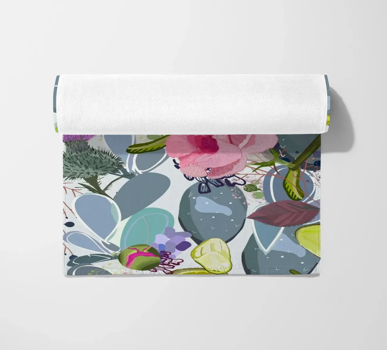 Succulent, cactus and bud rose colorful pattern beach towel by gulsengunel