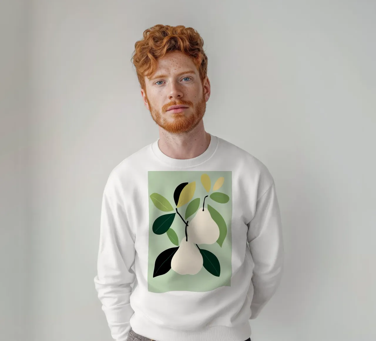 Minimalist Pear Art Print - Modern Botanical Wall Art sweatshirt by ClubArt