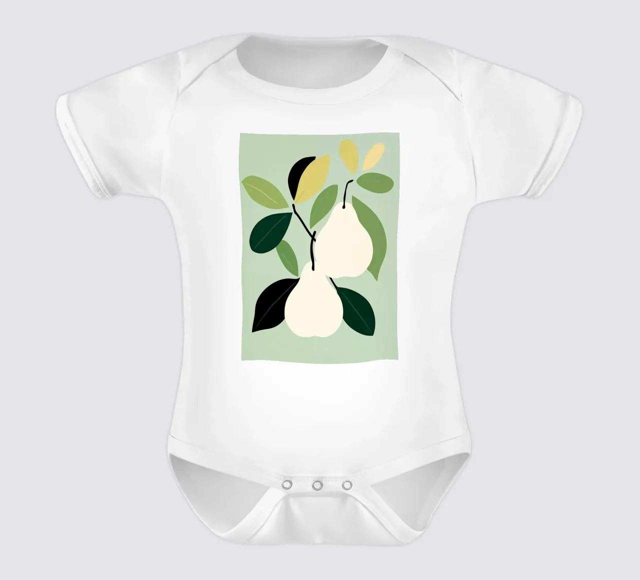 Minimalist Pear Art Print - Modern Botanical Wall Art short-sleeve baby romper by ClubArt