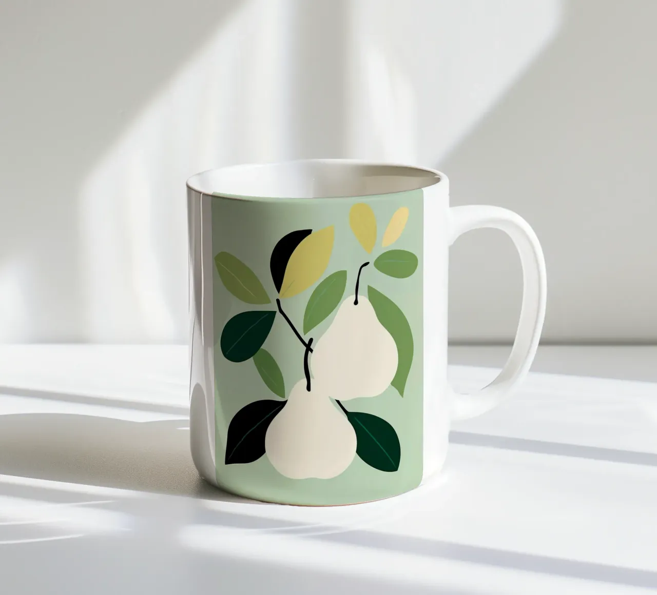 Minimalist Pear Art Print - Modern Botanical Wall Art ceramic mug by ClubArt