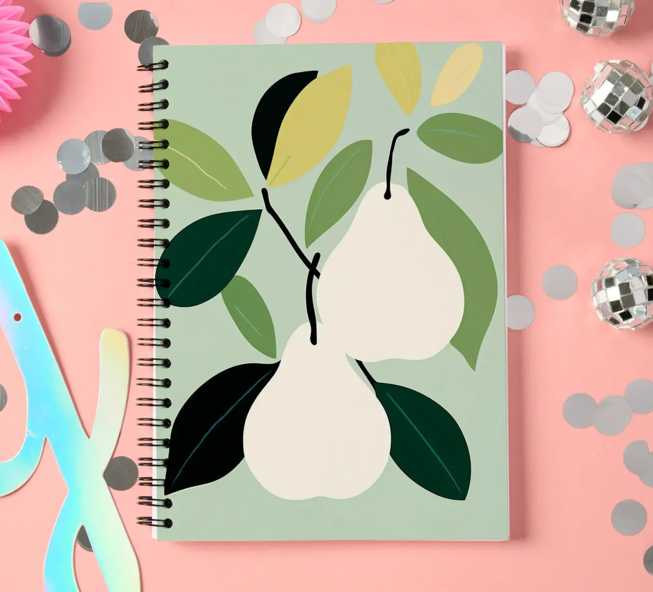 Minimalist Pear Art Print - Modern Botanical Wall Art spiral notebook by ClubArt