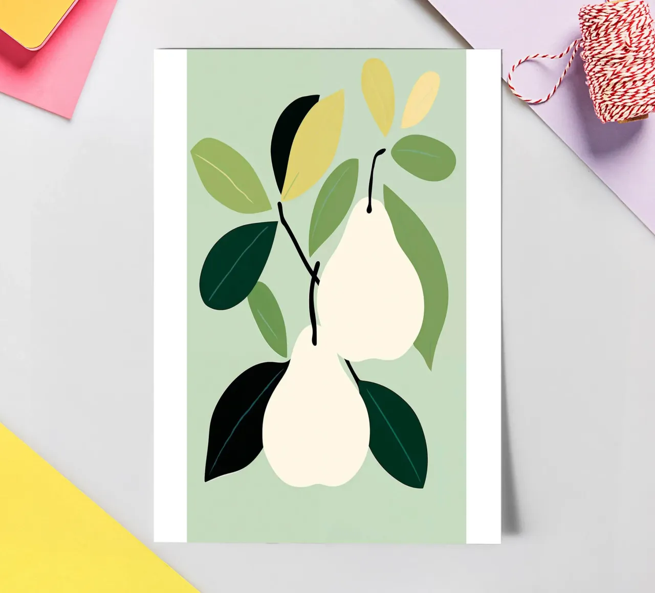 Minimalist Pear Art Print - Modern Botanical Wall Art sticker sheet by ClubArt