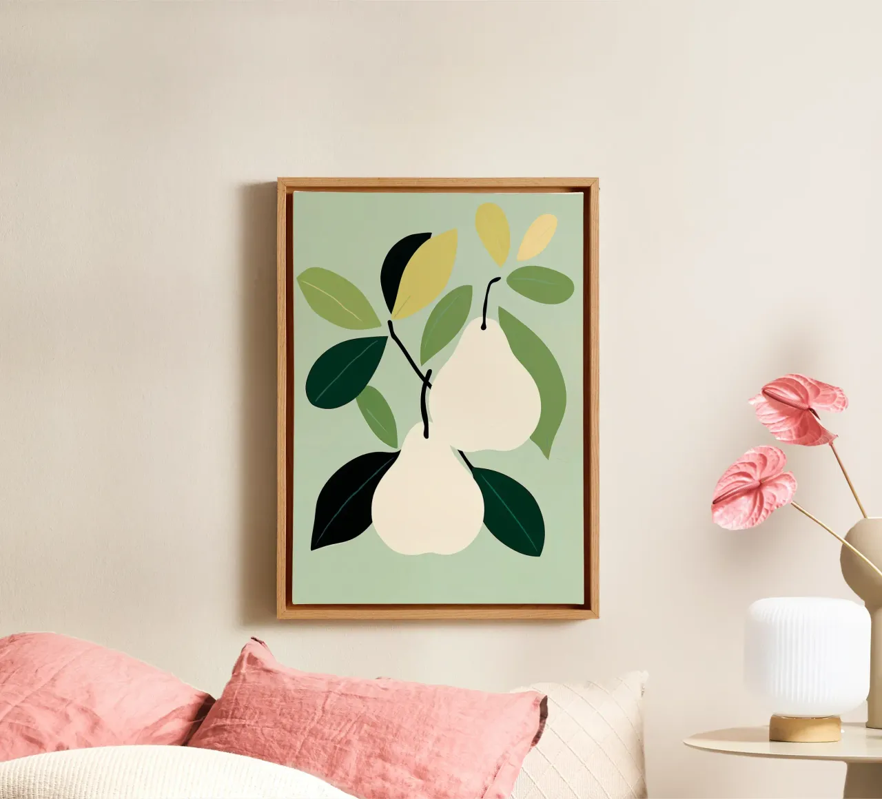 Minimalist Pear Art Print - Modern Botanical Wall Art canvas with Floater frame by ClubArt