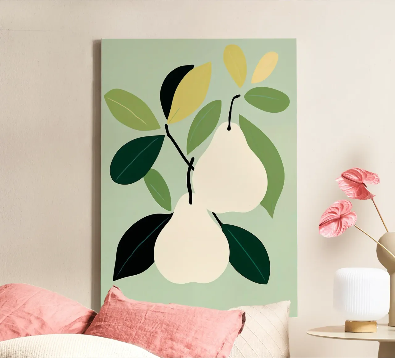 Minimalist Pear Art Print - Modern Botanical Wall Art canvas with Floater frame by ClubArt